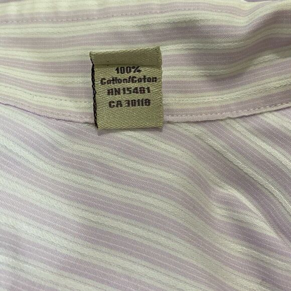 Tommy Bahama Mens Size 17.5 Striped Button Up Shirt Long Sleeve Lilac White - Picture 8 of 8